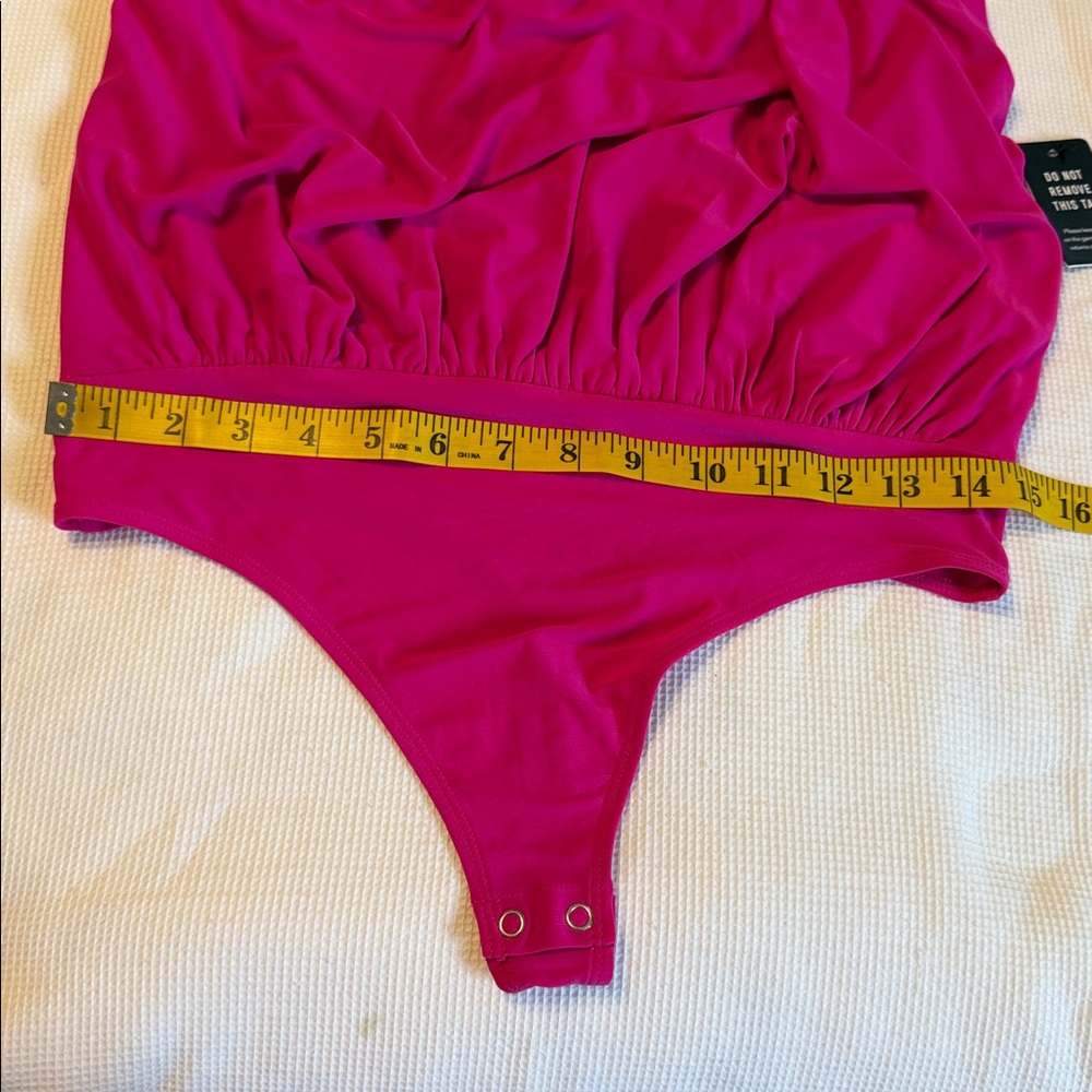 Express Skimming One Shoulder O-Ring Body Suit Fuchsia Color Size XS NWT - Picture 8 of 12